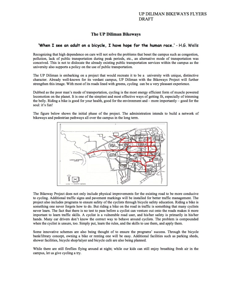 The UP Diliman Bikeways Flyers 2005