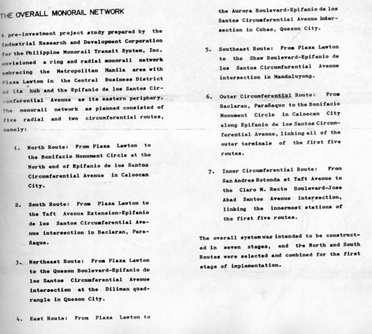 Manila Monorail Network 1969